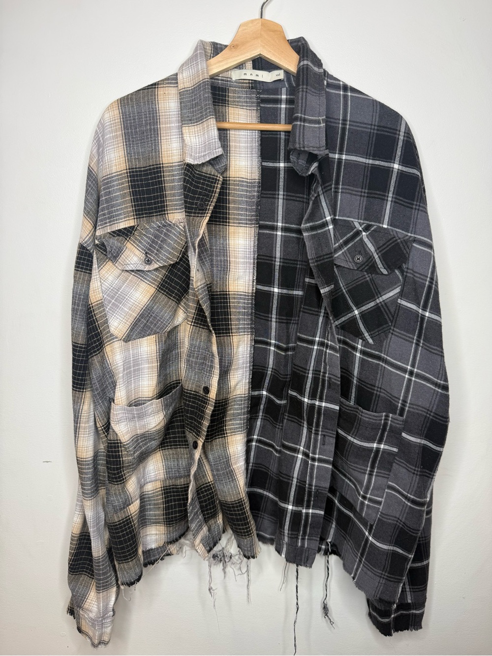 MNML Two-Tone Destroyed Cropped Flannel size 2XL